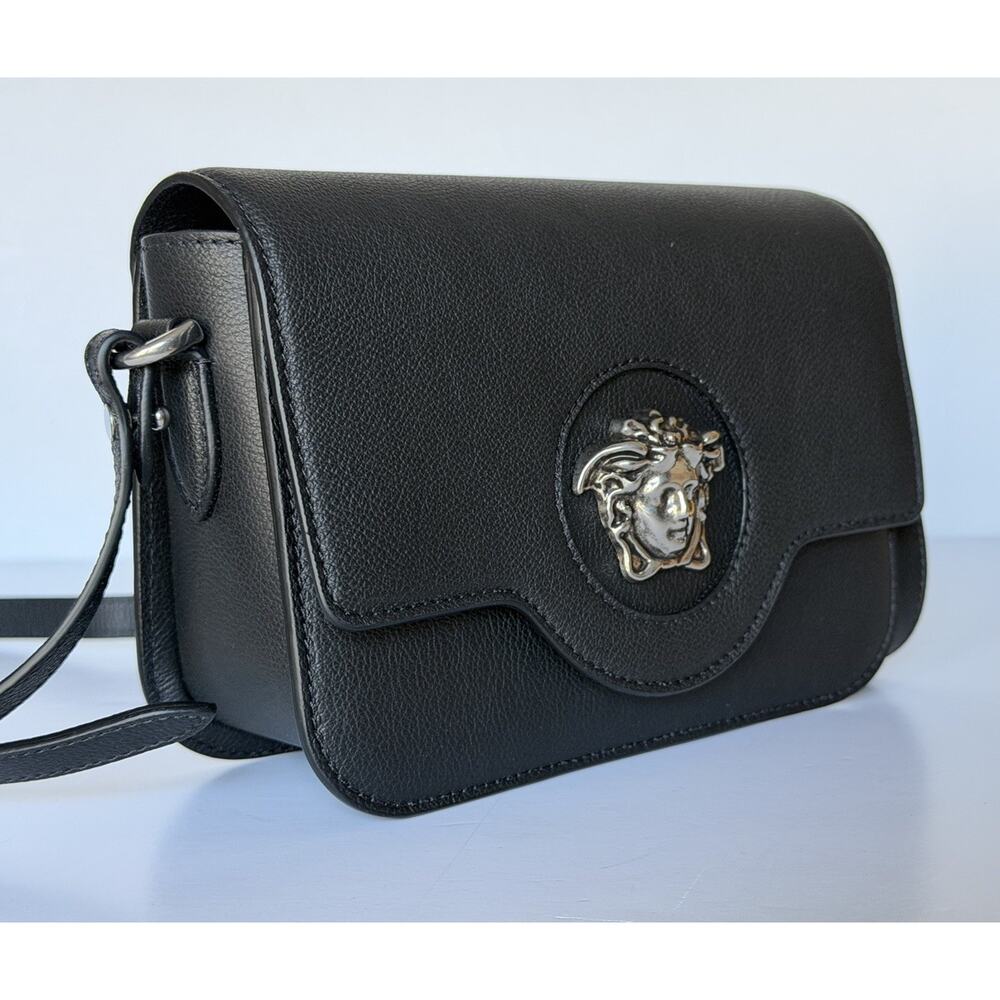 Versace Gold Medusa Head Leather Black Small Shoulder Bag 1008100 NWT $1750 - Picture 3 of 16